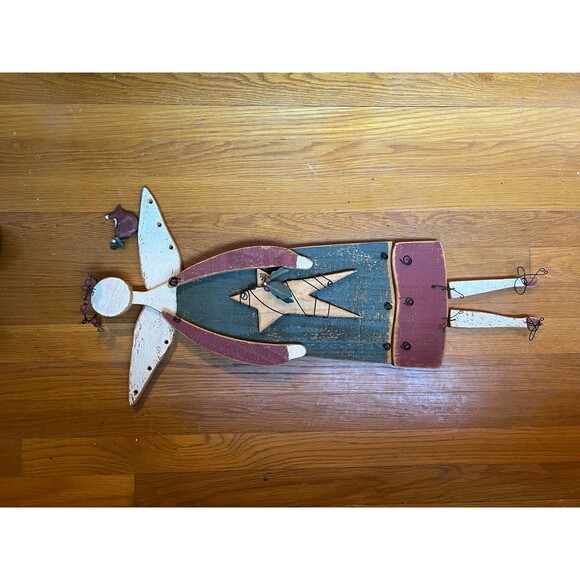 Rustic Farmhouse Decorative Wooden Angel American Primitive - Picture 8 of 12